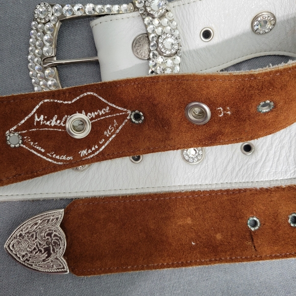 Michelle Monroe Vintage 80"s & 90's White and Silver Women's Belt Size 34 - Picture 6 of 8